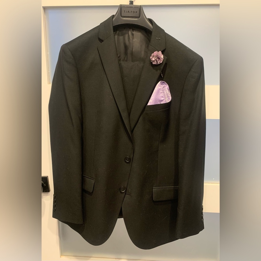 Elegant Black Blazer with Purple Accents